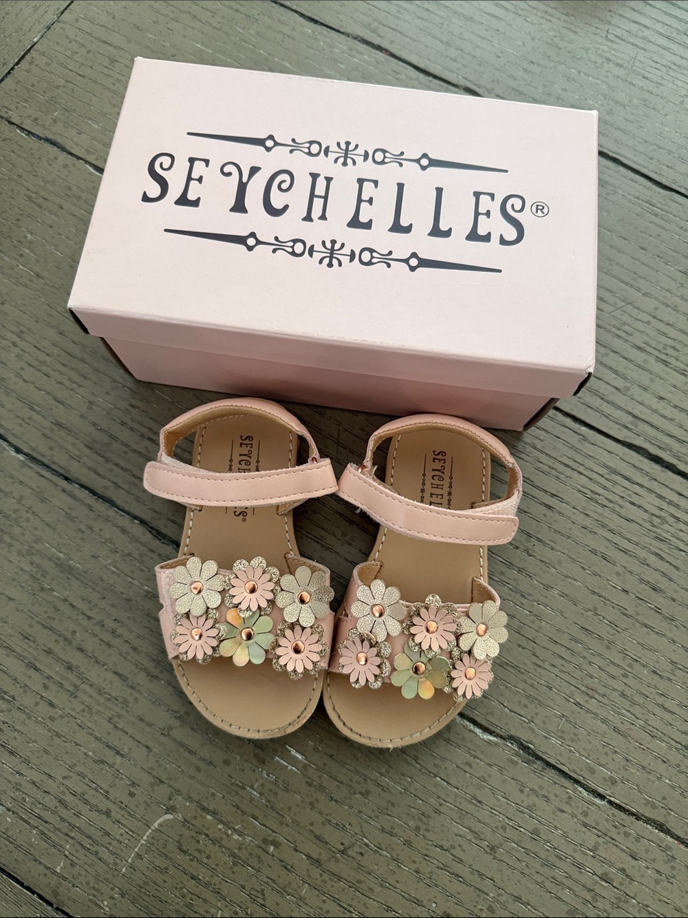 Seychelles Kids Pastel Pink Floral Strap Sandals